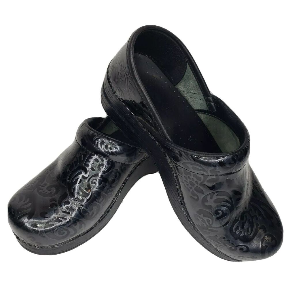 Womens Dansko Professional Black Tooled Leather Pro Clogs 906020202 US Size 6.5
